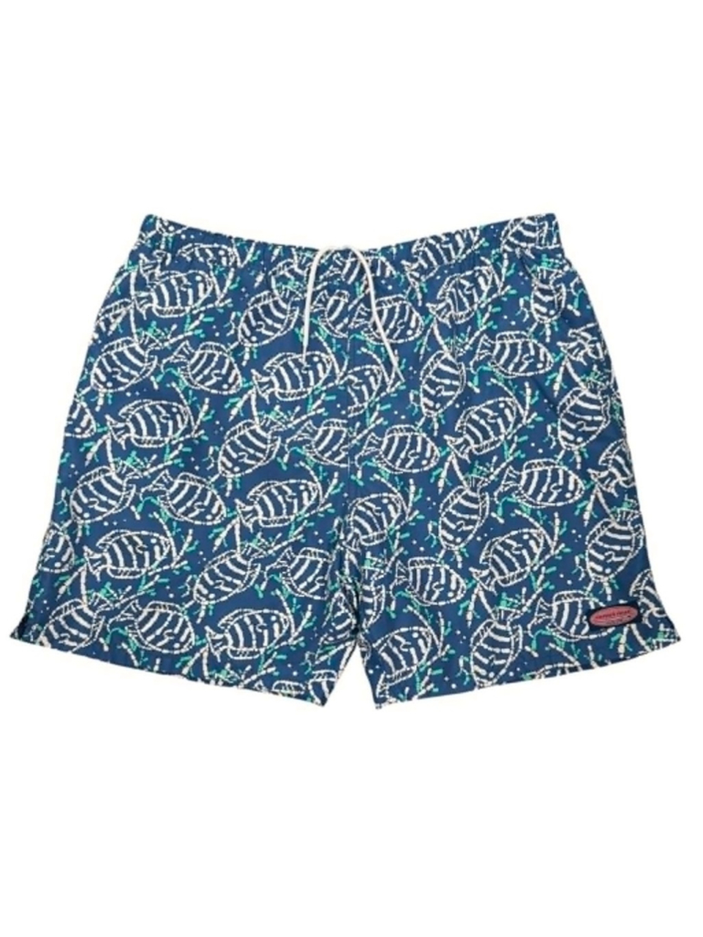 Vineyard Vines Swim Trunks Blue Fish Coral Print Beach Mesh Lined Men's Size XL